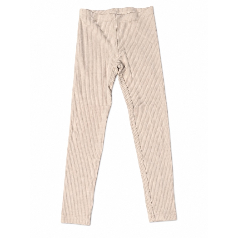Tea Collection Kids Ribbed Leggings Oatmeal Beige Cotton Blend Size 8